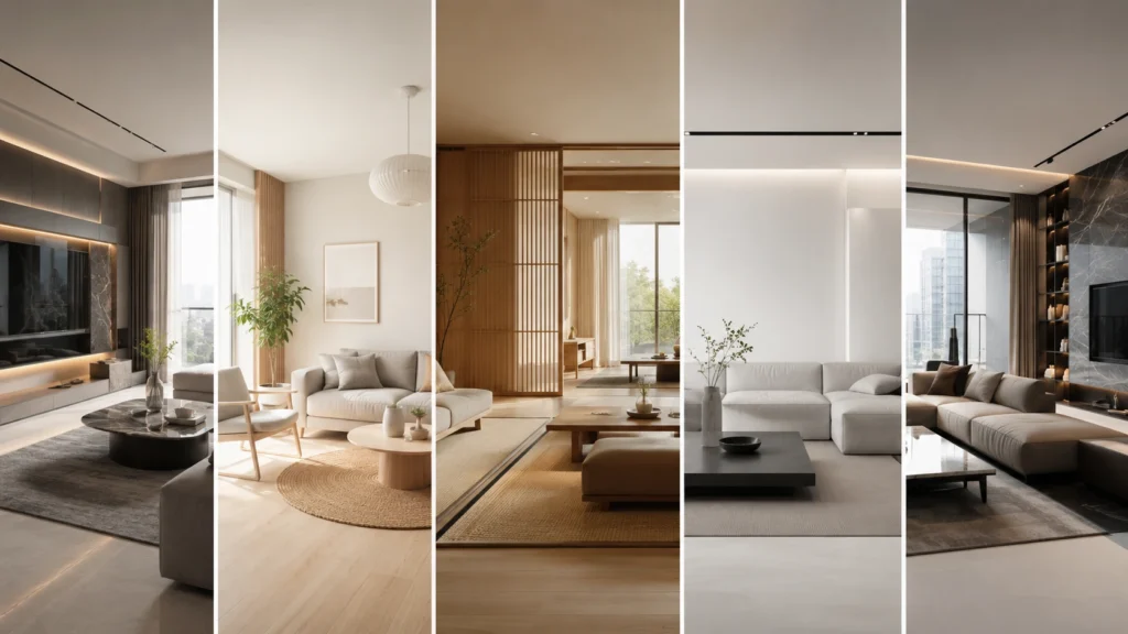 Popular Condo Interior Design Styles in Singapore Modern, Scandinavian, Japandi, Minimalist, and Contemporary condo interior design styles in Singapore.