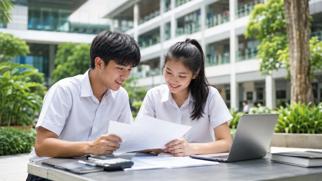 Students comparing competitive Singapore JC options based on 2023 COP