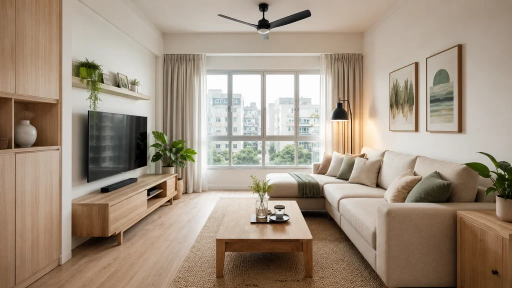 Scandinavian interior design Singapore HDB living room