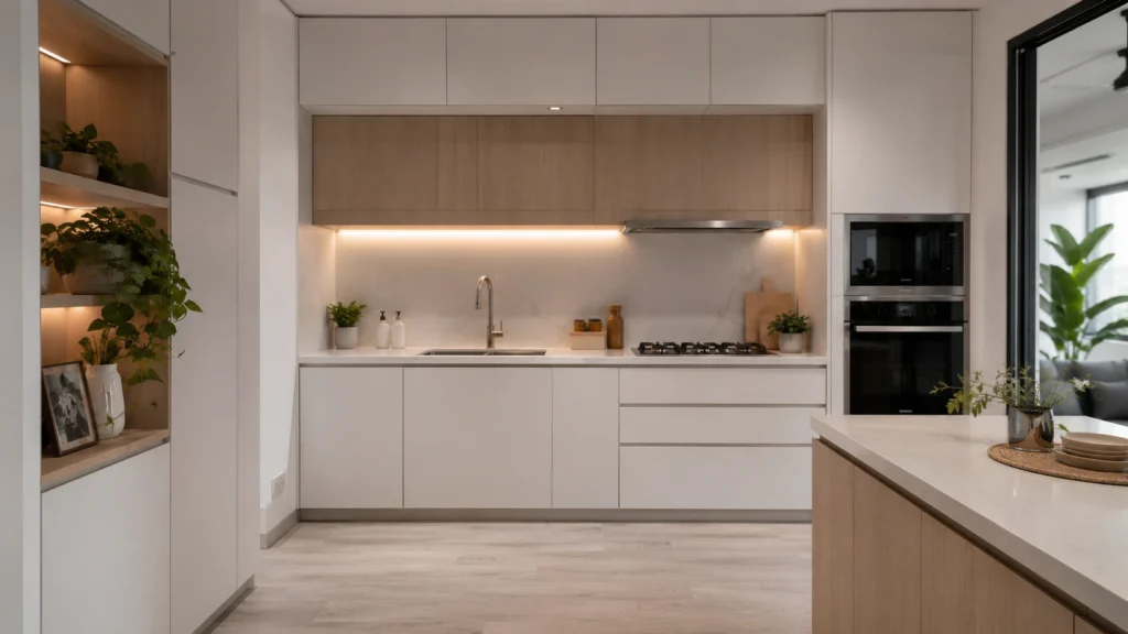 Scandinavian kitchen design Singapore with light wood cabinets
