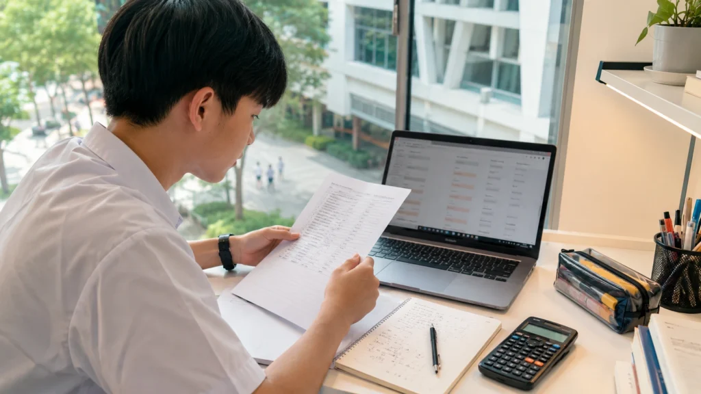 Singapore student comparing JC admission options after O-Level results