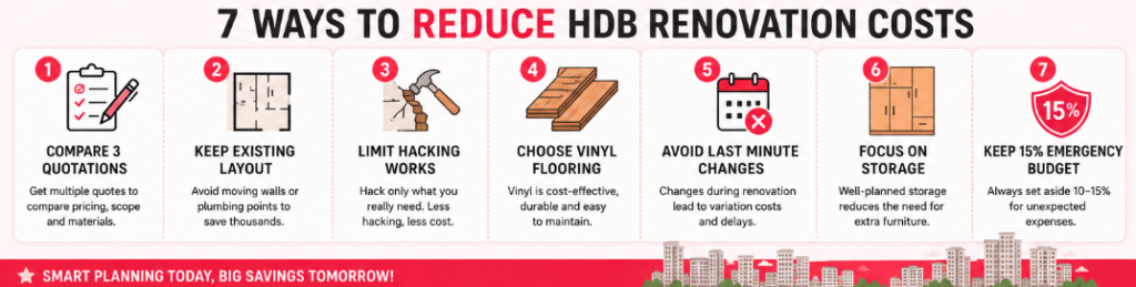 HDB Renovation Cost Saving Tips Singapore HDB renovation cost saving tips Singapore for BTO and resale homeowners