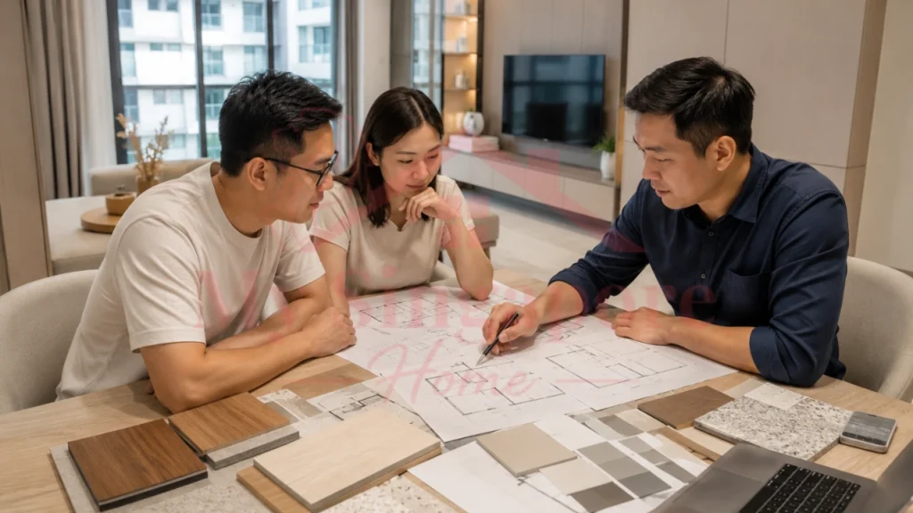HDB renovation planning consultation with contractor and interior designer in Singapore.