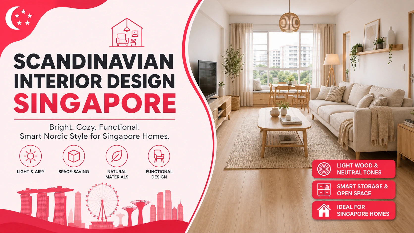 Scandinavian interior design Singapore HDB living room