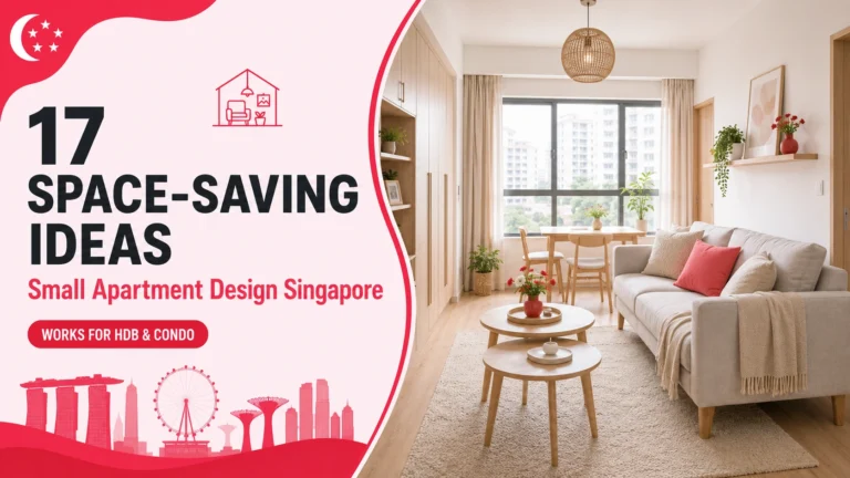 Small apartment design Singapore – compact HDB living room with space-saving storage and furniture